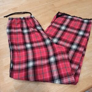 Victoria’s Secret Red Plaid Flannel Black Lace Trim Pajamas pants Size M